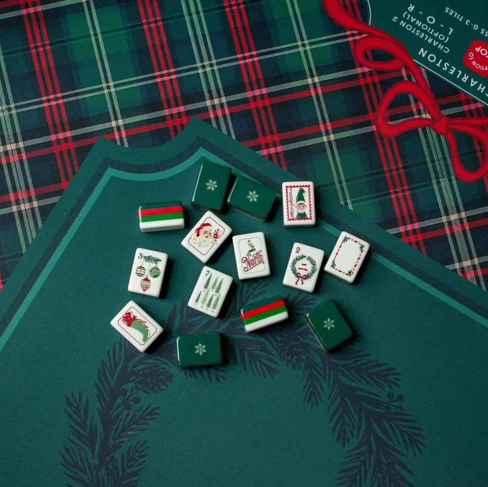 Evergreen and Tartan Mahjong Mat, view 3