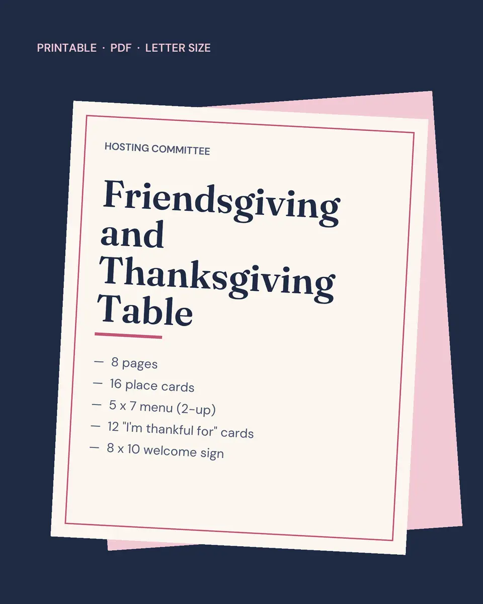 Friendsgiving and Thanksgiving Table Printable Set: cover of the printable set