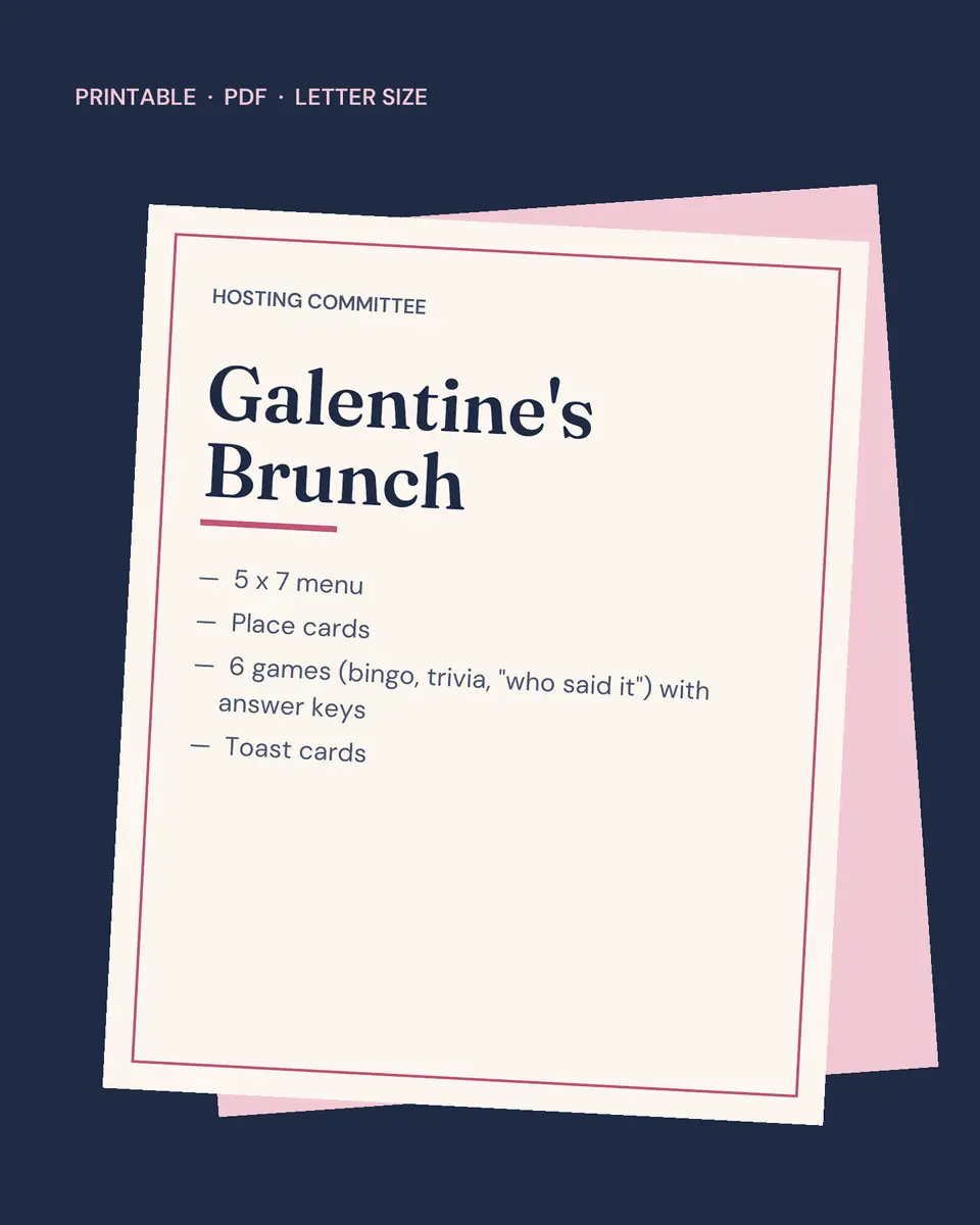 Galentine's Brunch Printable Set: cover of the printable set
