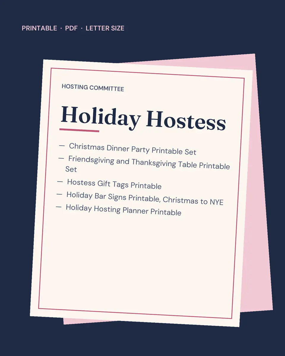 Holiday Hostess Printable Bundle: cover of the printable set